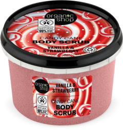 Organic Shop Vanilla & Strawberry Candy Cane Body Scrub (250mL)