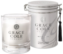 Grace Cole Luxury Scented Candle In Decorative Tin White Nectarine & Pear (200g)