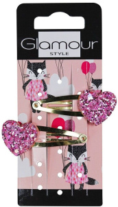 Glamour Hair Clip Children's Glitter Heart (2pcs)