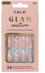 Cala Press On Nails Glam Couture Coffin Swirls