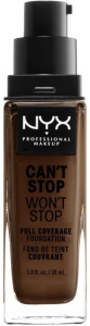 NYX Professional Makeup Can't Stop Won't Full Coverage Foundation (30mL) Deep Walnut
