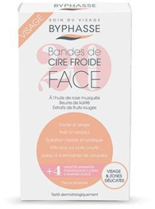 Byphasse Cold Wax Strips Face & Delicate Areas for Sensitive Skin (20 Strips + 4 Wipes)