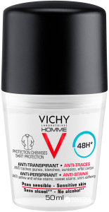 Vichy Homme 48h Anti-Stains Roll-on Deodorant (50mL)