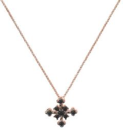 Bronzallure Cross Necklace CZ Rose Gold/Black Spinel
