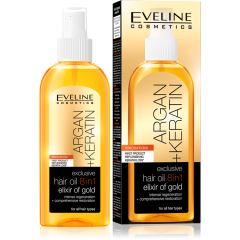 Eveline Cosmetics Argan+ Keratin Hair Oil 8in1 Elixir Ofgold (150mL)