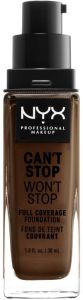 NYX Professional Makeup Can't Stop Won't Stop Full Coverage Foundation (30mL) Deep Walnut