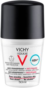 Vichy Homme 48h Anti-Stains Roll-on Deodorant (50mL)