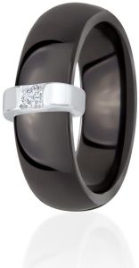 Dondella Black Ceramic And 925 Silver Ring Size 18.5 CJT3-1-R-58