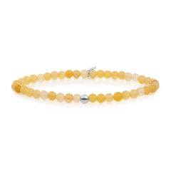 Sparkling Jewels Yellow Jade & Silver Bead Bracelet Small