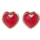 Bronzallure Heart Earrings In Natural Stone Rose Gold/Plum Agate