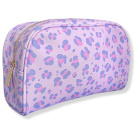 The Vintage Cosmetic Company Make-Up Bag Large Oval Lilac Leopard