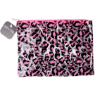 BYS Gone Wild Cosmetic Bag Leopard Print Clear Neon Pink/Black